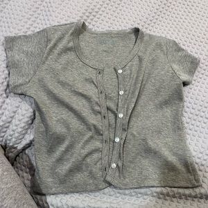 NWT Katie J NYC grey button up T-shirt